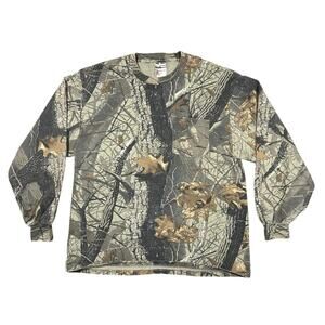 Vintage 90s Jerzees Outdoors Real Tree Camo Long Sleeve Shirt Large